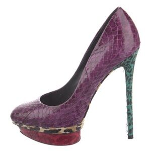 Brian Atwood Platform Snakeskin Heels Sz 7